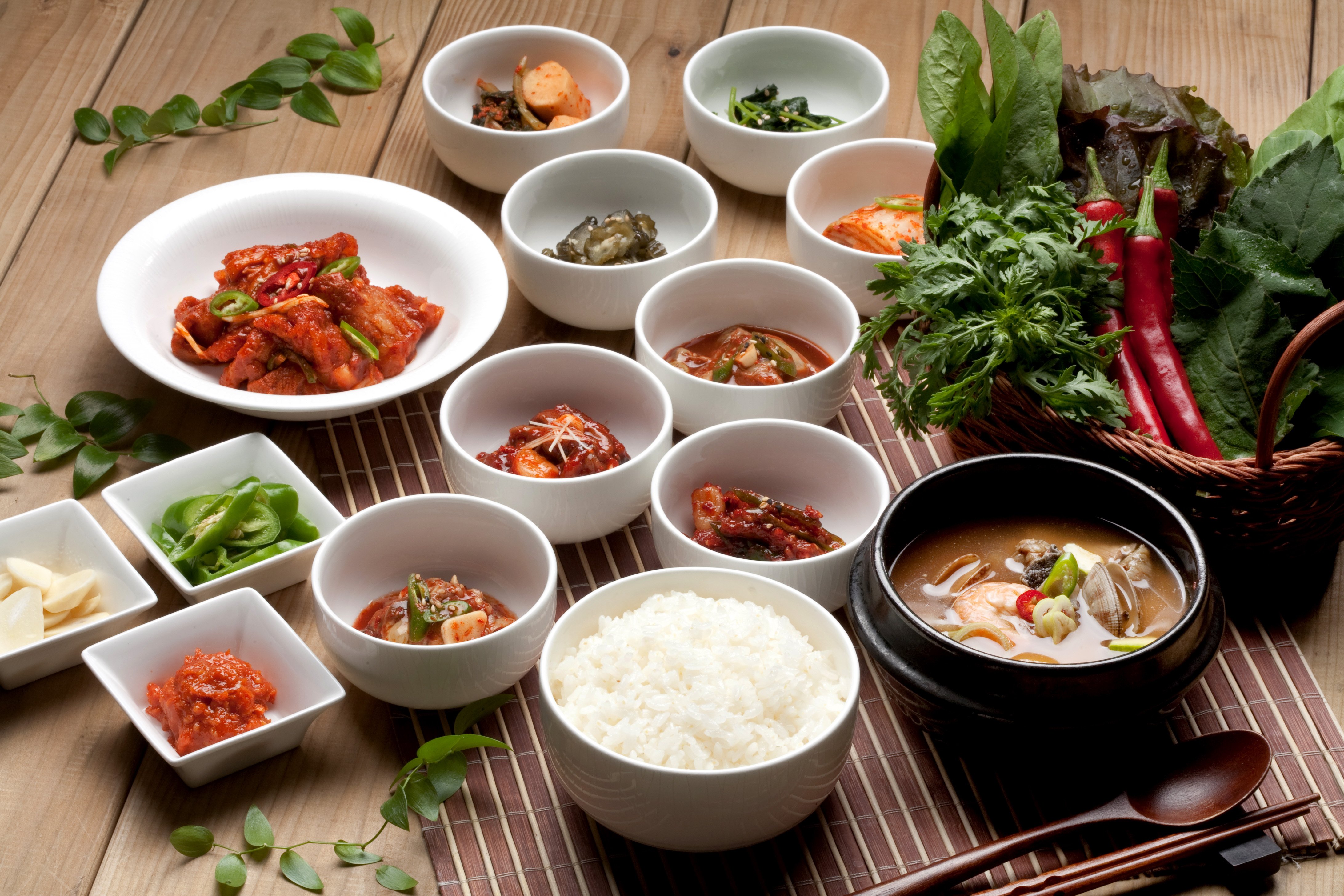 Image of Korean foods on a table
