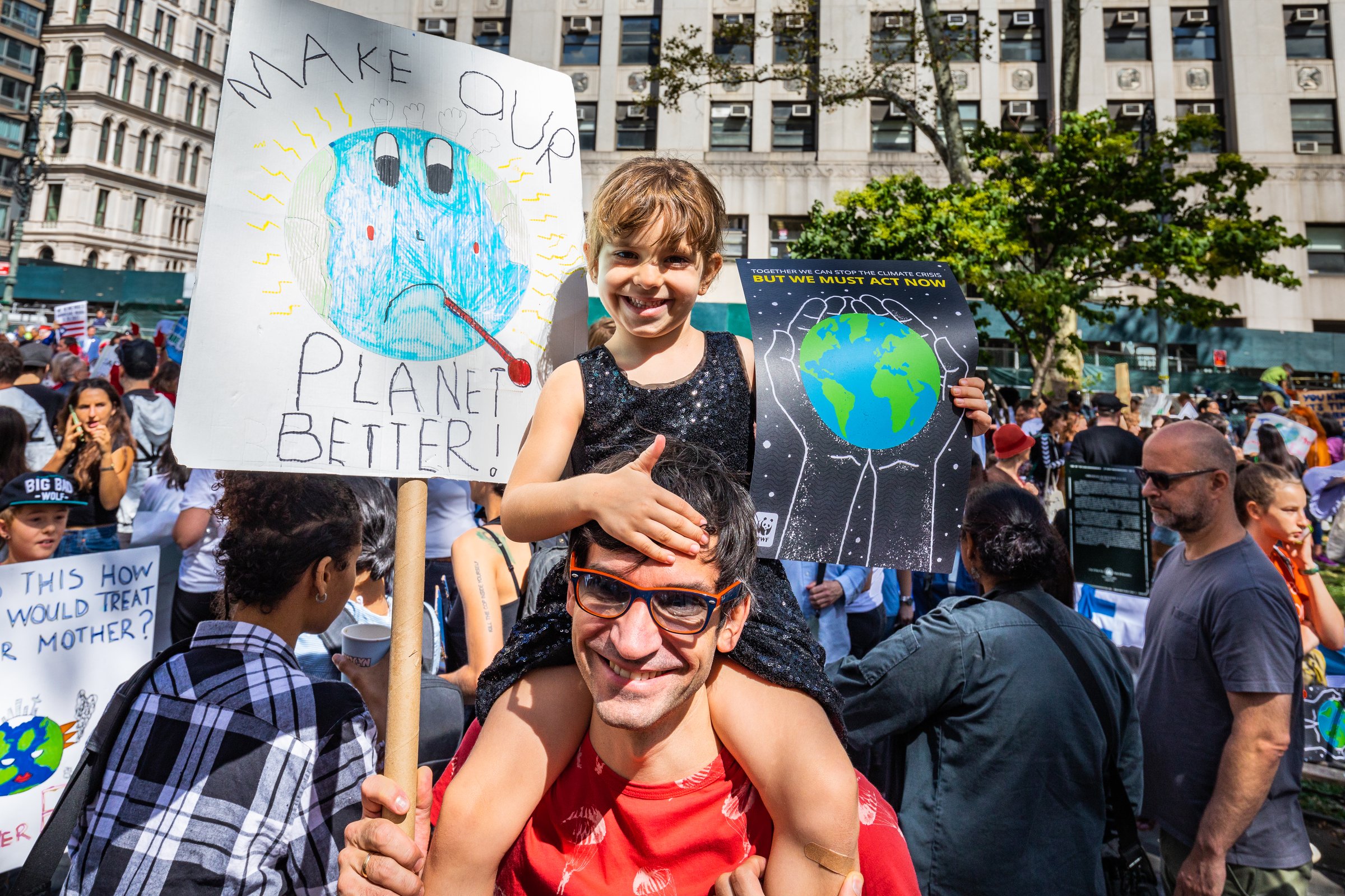 Protesters at the climate march
